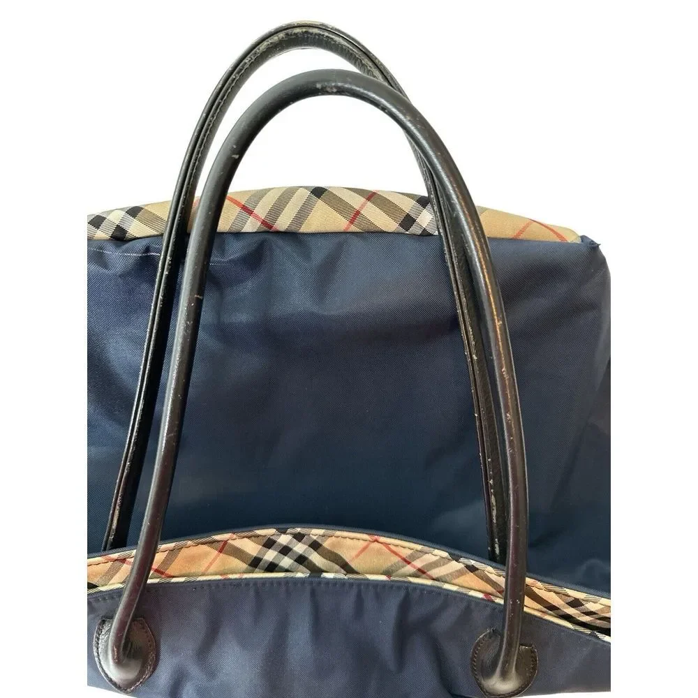 Burberrys Nova Check Blue Label Tote Bag Nylon Navy‎ Blue - Picture 8 of 12
